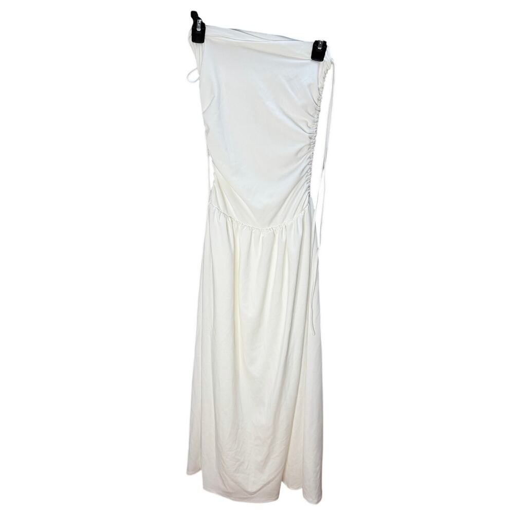 White Maxi Tie-Shoulder Dress - Elegant Summer Maxi - Picture 4 of 7